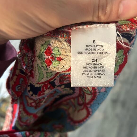 Altar’d State- Mini Tunic Dress- 3/4th sleeve- red blue - small- spring dress - Picture 3 of 9